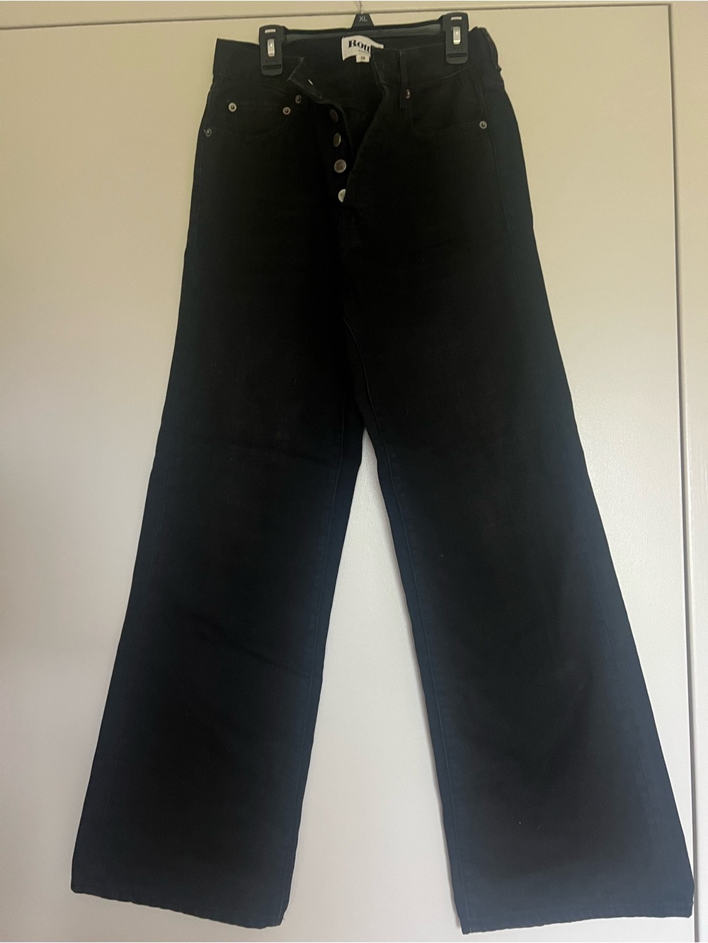 Rouje Black Wide-Leg Button-Fly Jeans